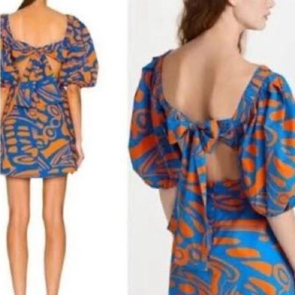 Alexis Blue and orange abstract swirl mini dress #mini #abstract